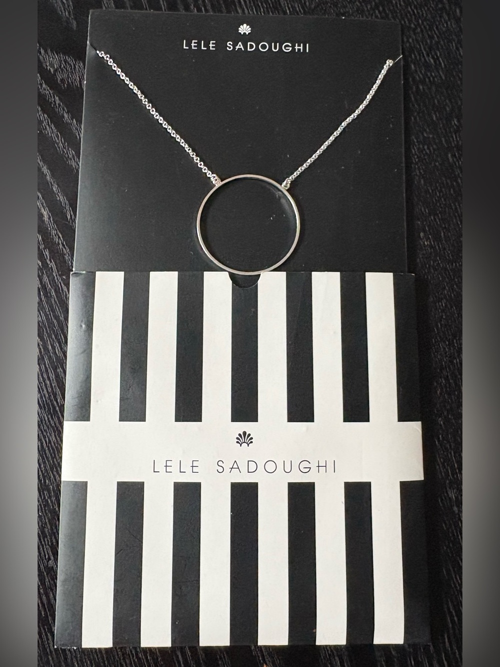 Lele Sadoughi Silver Open Circle Necklace, NIB